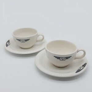 Set of 2 John Tams Cafe Espresso Coffee Cups and Saucers